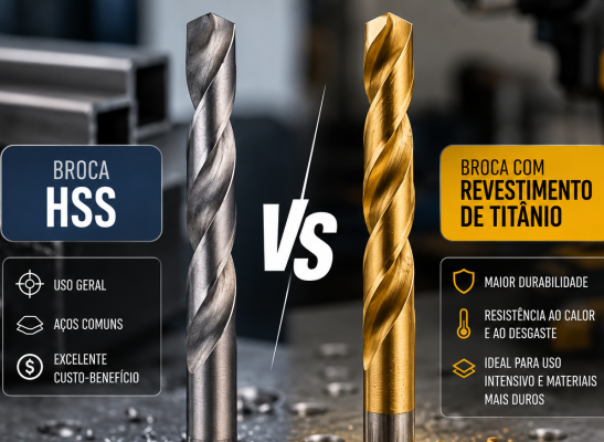 Broca HSS x Broca com Revestimento de Titânio: qual escolher para cada aplicação